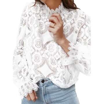 FENGQIYUNHAI Womens Casual Lace Tops - Perfect for Any Occasion