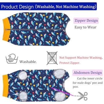 kzrfojy Dog Surgery Recovery Suit Dog Onesie Dog Bodysuit Surgical Suit for Female (Not Need Roll It Up to Go Potty for Male Dogs) Spay Post Healing Neuter After Surgery Suits