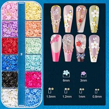 Nail Art Rhinestone Glue Gel&2 Boxes 3D Charms Accessories Kit 1, 1 Pc of 15ml Rhinestone Glue(UV/LED Needed)+3D Flowers Nail Decors Gems Crystal Pearls Bow Beads with Dual-End Brush Tool And Tweezer