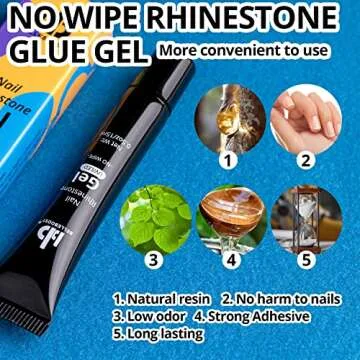 Nail Art Rhinestone Glue Gel&2 Boxes 3D Charms Accessories Kit 1, 1 Pc of 15ml Rhinestone Glue(UV/LED Needed)+3D Flowers Nail Decors Gems Crystal Pearls Bow Beads with Dual-End Brush Tool And Tweezer