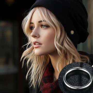 FIBO STEEL 8 Pcs 16g Cartilage Hoop Earrings Set