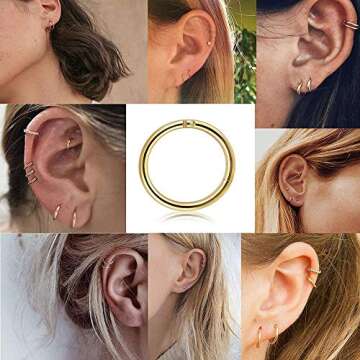 FIBO STEEL 8 Pcs 16g Cartilage Hoop Earrings Set