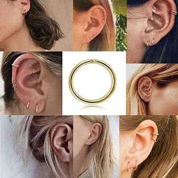 FIBO STEEL 8 Pcs 16g Cartilage Hoop Earrings Set