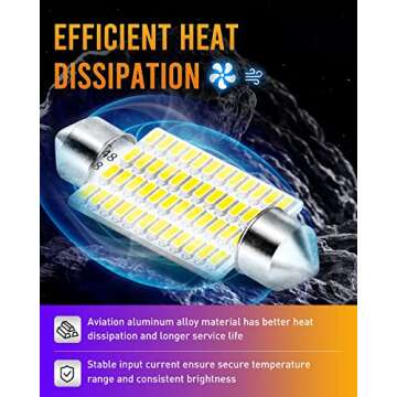 LUYED 578 LED Bulb 569 211-2 212-2 41mm LED Lights Bulb for Car Interior Dome Map License Plate Courtesy Lights, Xenon White,Pack of 4