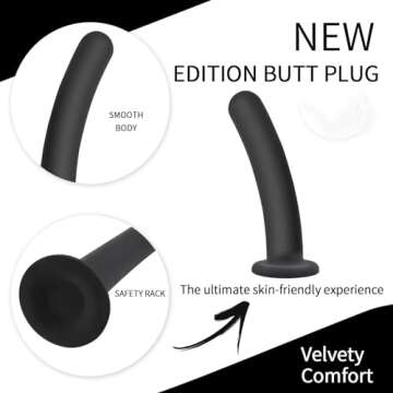 Anal Dildo Anal Plug Trainer Kit, 3 Sizes Butt Plug Training Anal Toys Silicone Dildo Black Dildo with Strong Suction Cup Prostate Vaginal G Spot Sex Toys for Men and Women (Black)