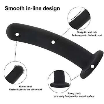 Anal Dildo Anal Plug Trainer Kit, 3 Sizes Butt Plug Training Anal Toys Silicone Dildo Black Dildo with Strong Suction Cup Prostate Vaginal G Spot Sex Toys for Men and Women (Black)