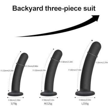 Anal Dildo Anal Plug Trainer Kit, 3 Sizes Butt Plug Training Anal Toys Silicone Dildo Black Dildo with Strong Suction Cup Prostate Vaginal G Spot Sex Toys for Men and Women (Black)