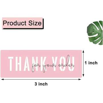 OMGREI 1x3 Inch Thank You for Your Order Stickers, Pink Thank You Stickers Small Business, Packaging...