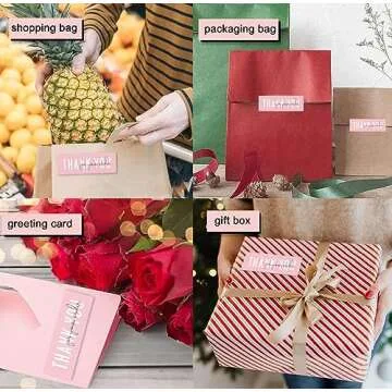 OMGREI 1x3 Inch Thank You for Your Order Stickers, Pink Thank You Stickers Small Business, Packaging for Small Business, Order, Decoration, Gifts, 2Roll with 240 Labels (Pink 01)