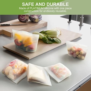 SPLF Reusable Silicone Food Storage Bags 6-Pack