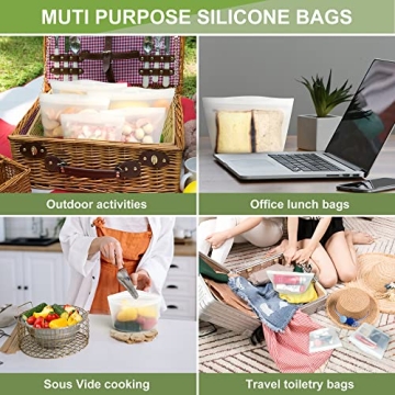 SPLF Reusable Silicone Food Storage Bags 6-Pack