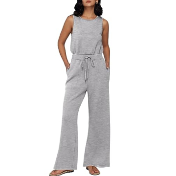 AUTOMET Womens Jumpsuits Dressy Summer Outfits Casual Sleeveless Wide Leg Long Pants Rompers Fashion...