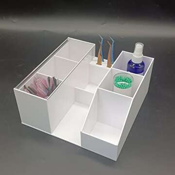 Eyelash Beauty Organizer, Acrylic Eyelash Grafting Tool Storage Beauty Tool W/Tweezers Holder Displa...