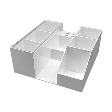 Eyelash Beauty Organizer, Acrylic Eyelash Grafting Tool Storage Beauty Tool W/Tweezers Holder Display Boxes for Home Eyelash Salon (White)