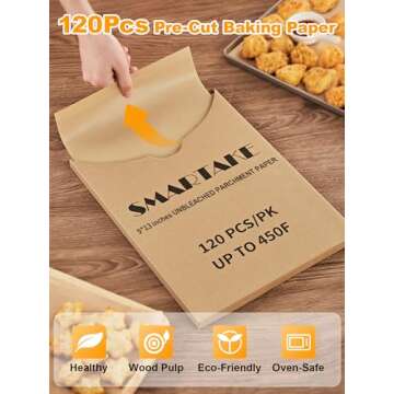 SMARTAKE Pre-Cut Parchment Paper Sheets for Baking 120pcs