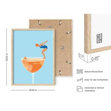 HAUS AND HUES Preppy Bar Wall Decor - Blue and Orange Bar Cart Decor, Colorful Bar Wall Art Print, Vintage Cocktail Poster, Alcohol Art Decorations Aperol Spritz (Beige Frame, 12x16)