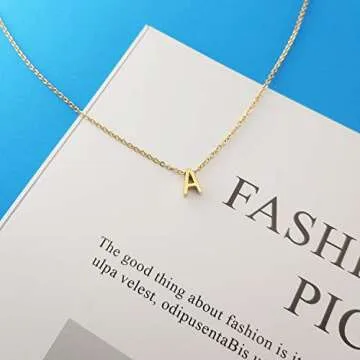 MOMOL Tiny Initial Necklace 18K Gold Plated Small Letter A Necklace Personalized Name Necklace for Women