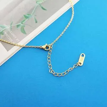 MOMOL Tiny Initial Necklace 18K Gold Plated Small Letter A Necklace Personalized Name Necklace for Women