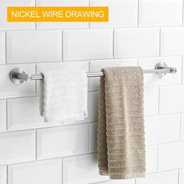 BESy Adjustable 15.9 to 28.6 Inch Single Bath Towel Bar for Bathroom SUS304 Stainless Steel Towel Holder, Wall Mount with Screws Hand Towel Bar Rod Hotel Style, Brushed Nickel