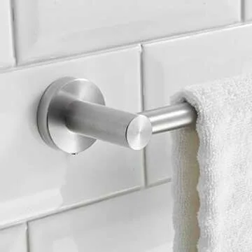 BESy Adjustable 15.9 to 28.6 Inch Single Bath Towel Bar for Bathroom SUS304 Stainless Steel Towel Holder, Wall Mount with Screws Hand Towel Bar Rod Hotel Style, Brushed Nickel