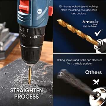 amoolo Hex Shank Drill Bit Set (13Pcs Set+3 Pcs Free), Premium 4341 HSS Titanium Impact Hex Drill Bits for Wood, Steel, Metal, Plastic, Quick Change Design (1/16 -1/4 )