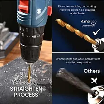 amoolo Hex Shank Drill Bit Set (13Pcs Set+3 Pcs Free), Premium 4341 HSS Titanium Impact Hex Drill Bits for Wood, Steel, Metal, Plastic, Quick Change Design (1/16 -1/4 )