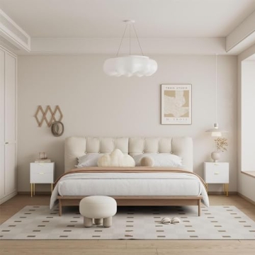 Elegant 2-Drawer Nightstand with Gold Frame