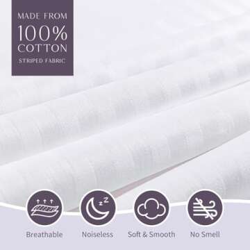 FAUNNA Zippered Pillow Protectors Cover Soft Comfortable Sateen 100% Long Staple Cotton Quiet and Breathable Bed Pillowcase Standard Size 2 Pack(20x26)