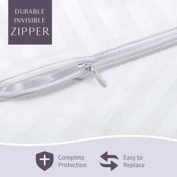 FAUNNA Zippered Pillow Protectors Cover Soft Comfortable Sateen 100% Long Staple Cotton Quiet and Breathable Bed Pillowcase Standard Size 2 Pack(20x26)