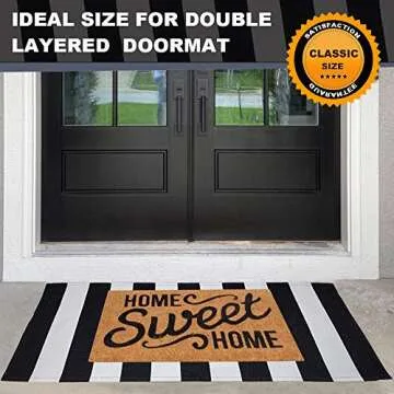 KaHouen Black and White Striped Rug (23.6 x 51.2 Inches), Striped Layering Mats, Handmade Woven Indoor Outdoor Doormats Striped Rug for Kitchen/Laundry/Bathroom/Living Room