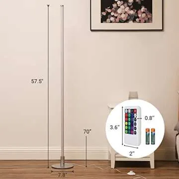 EDISHINE 57.5" LED Corner Floor Lamp with Remote Control