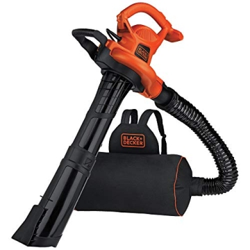 BLACK+DECKER Electric Leaf Blower, Leaf Vacuum and Mulcher 3 in 1, 250 mph Airflow, 400 cfm Delivery Power, Reusable Bag Included, Corded (BEBL7000)