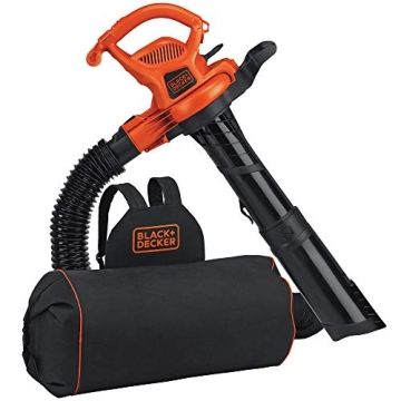 BLACK+DECKER Electric Leaf Blower, Leaf Vacuum and Mulcher 3 in 1, 250 mph Airflow, 400 cfm Delivery Power, Reusable Bag Included, Corded (BEBL7000)