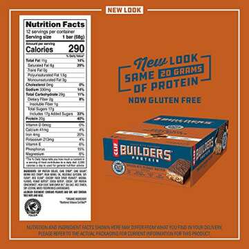 CLIF BUILDERS - Protein Bars - Chocolate Peanut Butter Flavor - 20g Protein (2.4 Ounce, 12 Count) (Now Gluten Free)