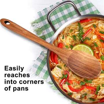 14 Inch Teak Wood Wooden Spoon for Cooking, Mixing, and Serving