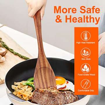 14 Inch Large Wooden Spoon - Nonstick Teak Kitchen Utensil