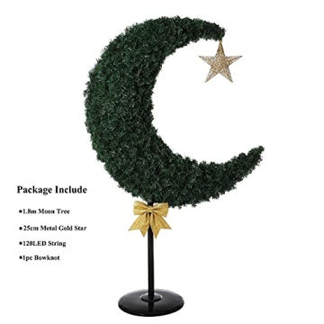 6FT Lighted Crescent Moon Eid Tree for Festive Occasions