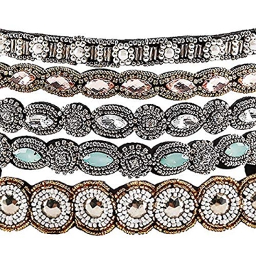 5Pcs Rhinestone Beaded Hairbands Women Fashion Accessory