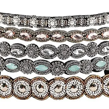 5Pcs Rhinestone Beaded Hairbands Women Fashion Accessory