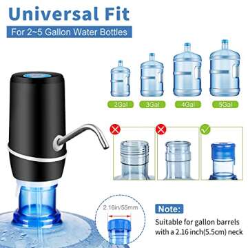Calogy Water Dispenser for 5 Gallon Bottle, Electric Drinking Water Pump Portable Automatic Water Pump for Camping, Kitchen, Home, Office, Car, Fits for Indoor and Outdoor(Black)