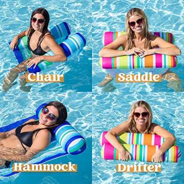 2 Pack Inflatable Pool Float Hammock, Multi Purpose Swimming Raft, Water Lounges, Pool Accessories (...