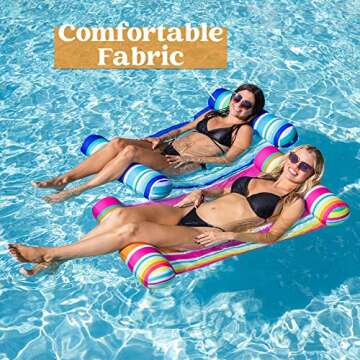 2 Pack Inflatable Pool Float Hammock, Multi Purpose Swimming Raft, Water Lounges, Pool Accessories (Saddle, Lounge Chair, Hammock, Drifter), Beach, Outdoor