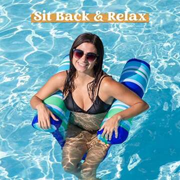 2 Pack Inflatable Pool Float Hammock, Multi Purpose Swimming Raft, Water Lounges, Pool Accessories (Saddle, Lounge Chair, Hammock, Drifter), Beach, Outdoor