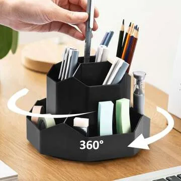 Rotating 9-Slot Pencil Holder for Desk Organizing