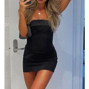 ROAONOCOMO Strapless Off Shoulder Bodycon Mini Dress Sexy Hollow Out Bandeau Tube Dresses Club Party Short Dress Beach Wear Black