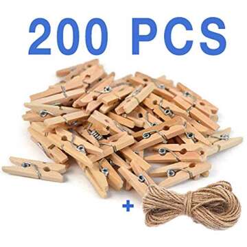 Mini Clothespins Craft Boutique - 200 Natural Wood Pins