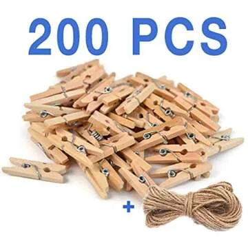 Mini Clothespins Craft Boutique - 200 Natural Wood Pins
