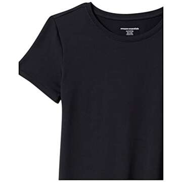 Amazon Essentials Women's Tech Stretch Short-Sleeve Crewneck T-Shirt (Available in Plus Size), Pack of 2, Black, X-Small