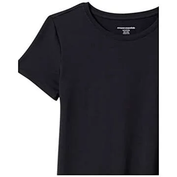 Amazon Essentials Women's Tech Stretch Short-Sleeve Crewneck T-Shirt (Available in Plus Size), Pack of 2, Black, X-Small