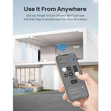 Dreo Smart Tower Fans for Home, 90° Oscillating Fan for Bedroom Indoors, Voice Control Floor Fan with 12H Timer, 42 Inch Quiet Bladeless Standing Fan with LED Display, Work with Alexa/Google